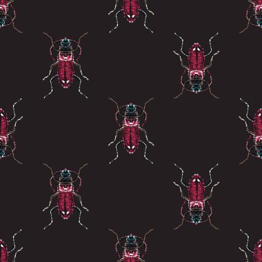 böcekler, vektör çizim ile siyah arka plan
