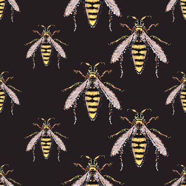 böcekler, vektör çizim ile siyah arka plan