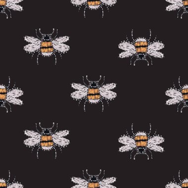 böcekler, vektör çizim ile siyah arka plan