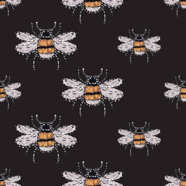böcekler, vektör çizim ile siyah arka plan