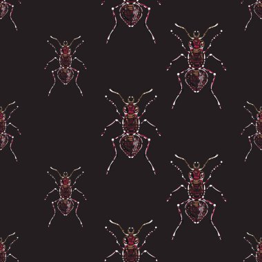 böcekler, vektör çizim ile siyah arka plan