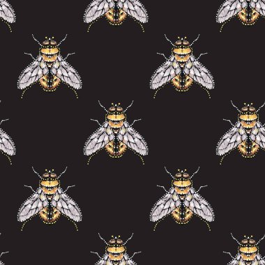 böcekler, vektör çizim ile siyah arka plan