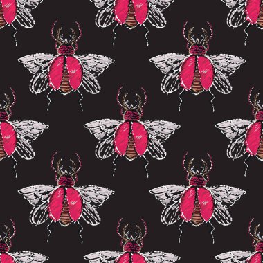 böcekler, vektör çizim ile siyah arka plan