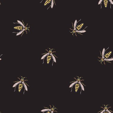 böcekler, vektör çizim ile siyah arka plan