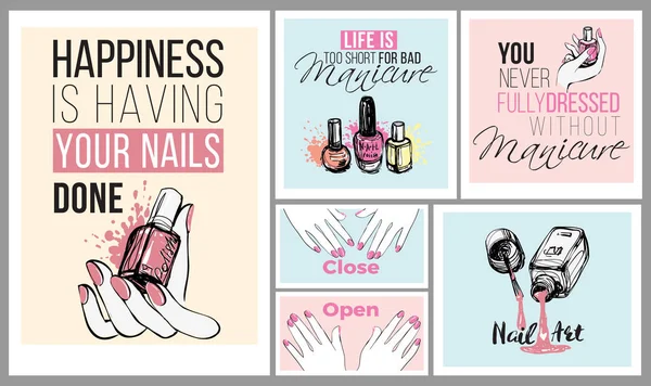 Esmalte Uñas Belleza Fondo Ilustración Vectores — Vector de stock