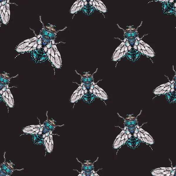 Fondo Negro Con Insectos Ilustración Vectorial — Vector de stock