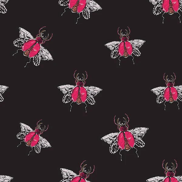 Böcekler Vektör Çizim Ile Siyah Arka Plan — Stok Vektör