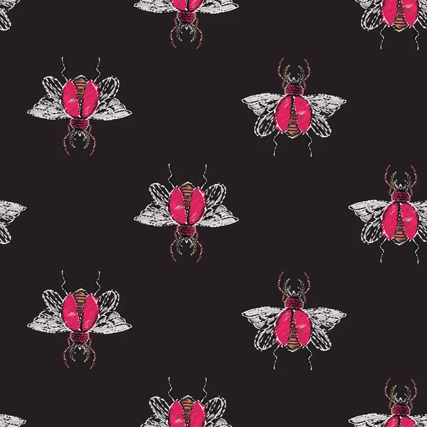 Fond Noir Avec Insectes Illustration Vectorielle — Image vectorielle