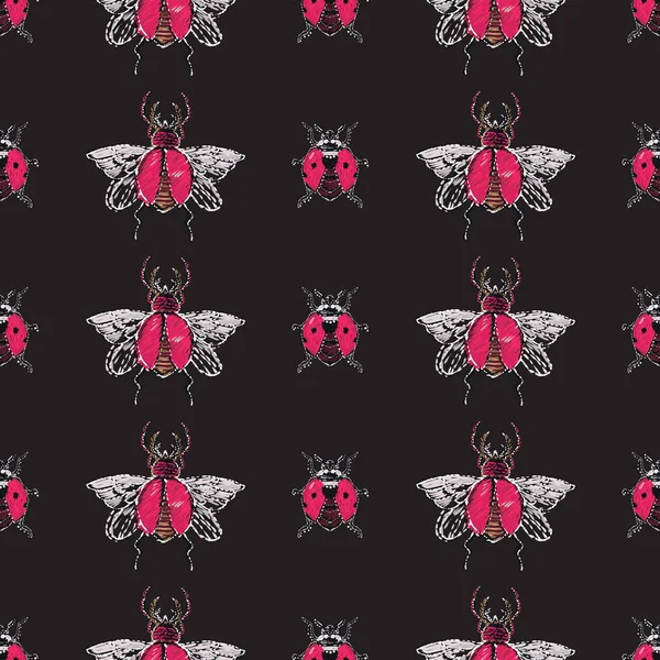 Fondo Negro Con Insectos Ilustración Vectorial — Vector de stock