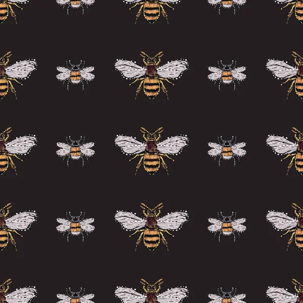 Fondo Negro Con Insectos Ilustración Vectorial — Vector de stock