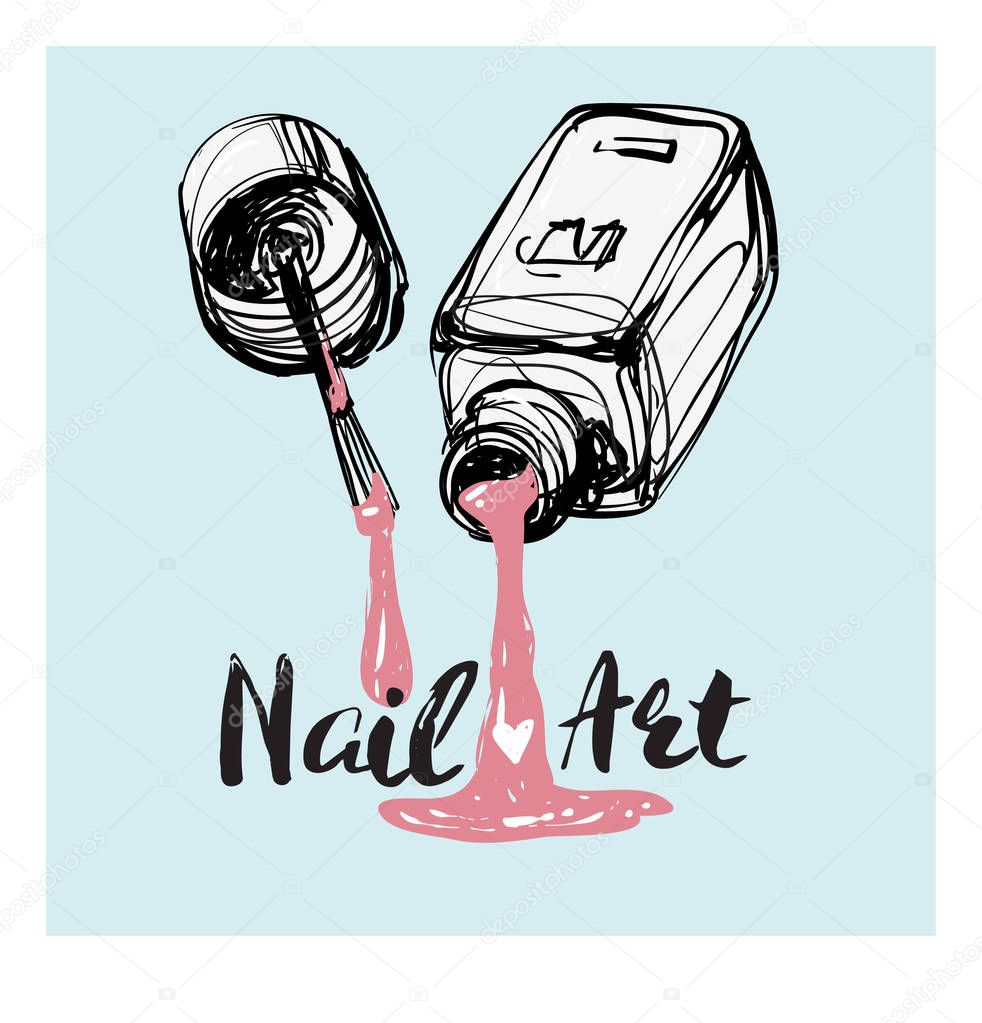 Nail polish beauty background, vector illustration 
