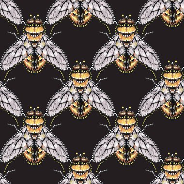 böcekler, vektör çizim ile siyah arka plan