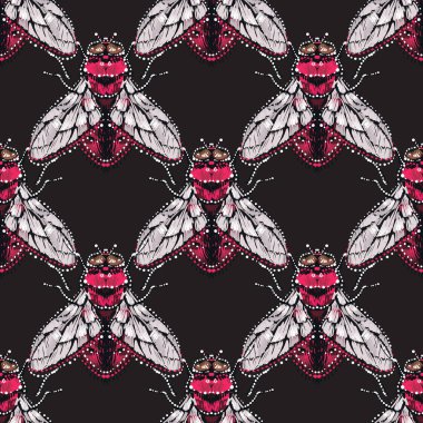 böcekler, vektör çizim ile siyah arka plan