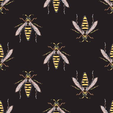 böcekler, vektör çizim ile siyah arka plan