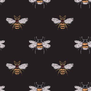 böcekler, vektör çizim ile siyah arka plan