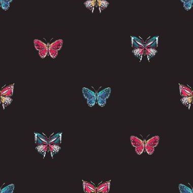 böcekler, vektör çizim ile siyah arka plan