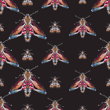 böcekler, vektör çizim ile siyah arka plan