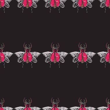 böcekler, vektör çizim ile siyah arka plan