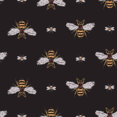 böcekler, vektör çizim ile siyah arka plan