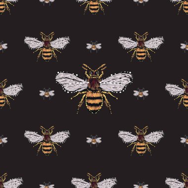 black background with insects, vector illustration clipart