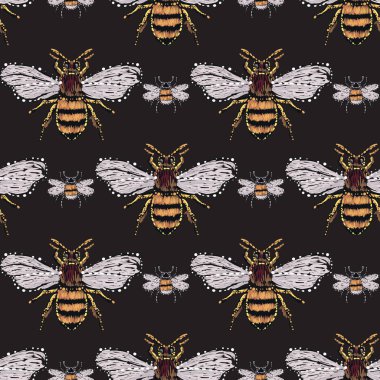 böcekler, vektör çizim ile siyah arka plan