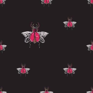 böcekler, vektör çizim ile siyah arka plan