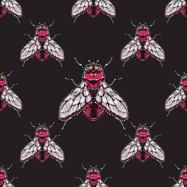 böcekler, vektör çizim ile siyah arka plan