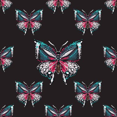 böcekler, vektör çizim ile siyah arka plan