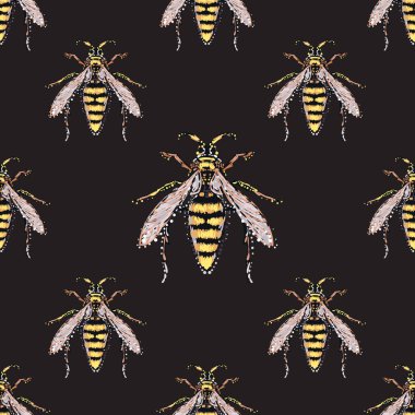 böcekler, vektör çizim ile siyah arka plan