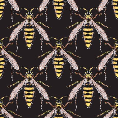 böcekler, vektör çizim ile siyah arka plan