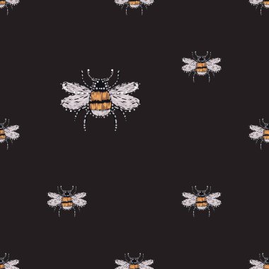 böcekler, vektör çizim ile siyah arka plan