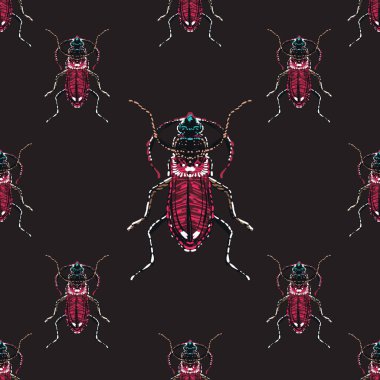böcekler, vektör çizim ile siyah arka plan