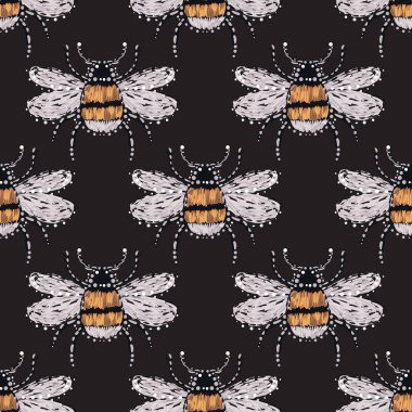 böcekler, vektör çizim ile siyah arka plan