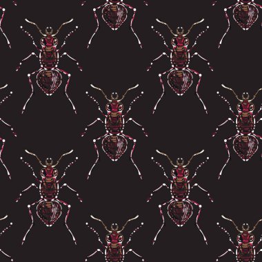 böcekler, vektör çizim ile siyah arka plan