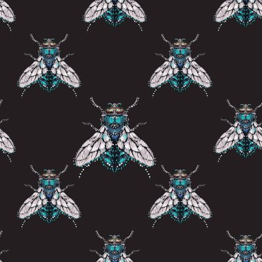 böcekler, vektör çizim ile siyah arka plan