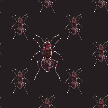 böcekler, vektör çizim ile siyah arka plan
