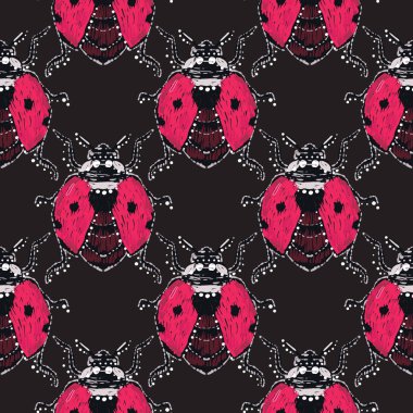 böcekler, vektör çizim ile siyah arka plan