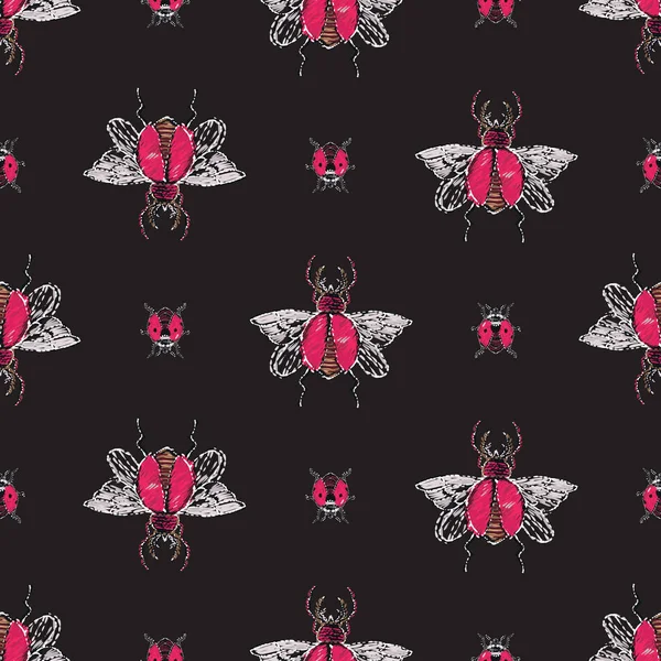 Fondo Negro Con Insectos Ilustración Vectorial — Archivo Imágenes Vectoriales
