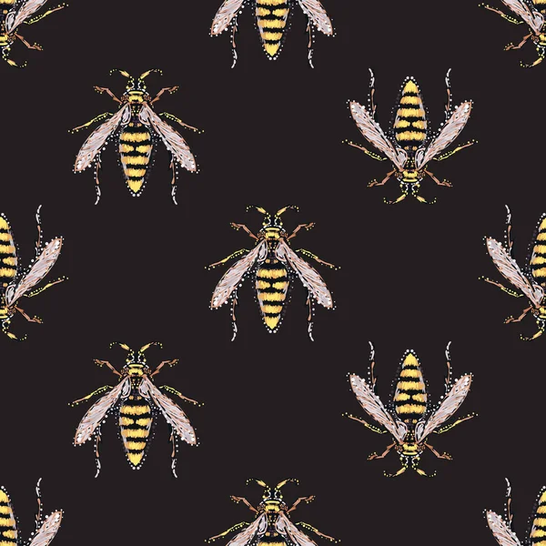 böcekler, vektör çizim ile siyah arka plan