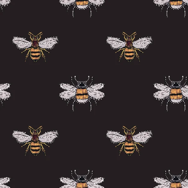 Fondo Negro Con Insectos Ilustración Vectorial — Vector de stock