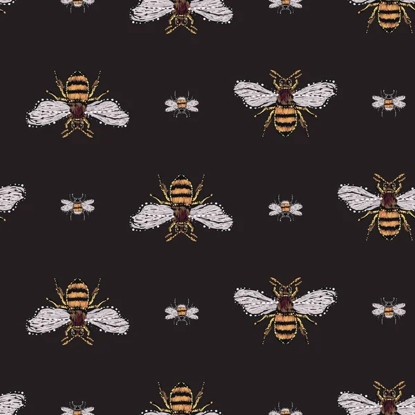 Fondo Negro Con Insectos Ilustración Vectorial — Vector de stock