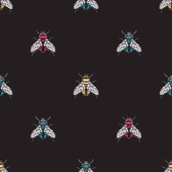 Fondo Negro Con Insectos Ilustración Vectorial — Archivo Imágenes Vectoriales