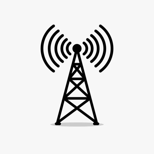 Antenne Radiotoren Icoon Label Vectorillustratie — Stockvector