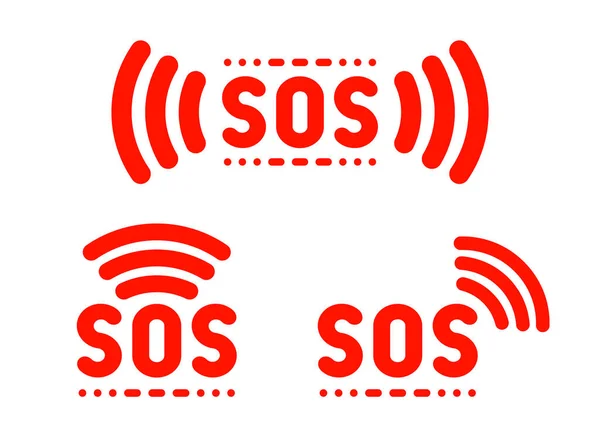 Sos Teken Icoon Label Marker Set Vectorillustratie — Stockvector