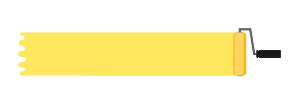 Uzun boyalı renkli sarı işaretli boya silindiri. Vektör illüstrasyonu