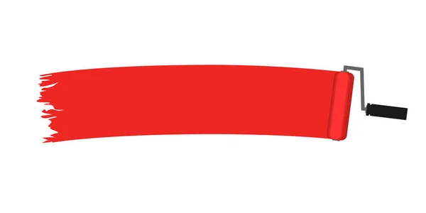 Uzun boyalı kırmızı işaretli boya silindiri. Vektör illüstrasyonu