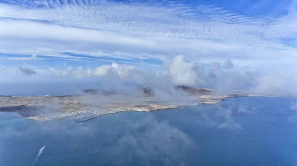Veduta Aerea Dell Isola Graciosa Con Villaggio Pescatori Marina Vulcano — Foto Stock