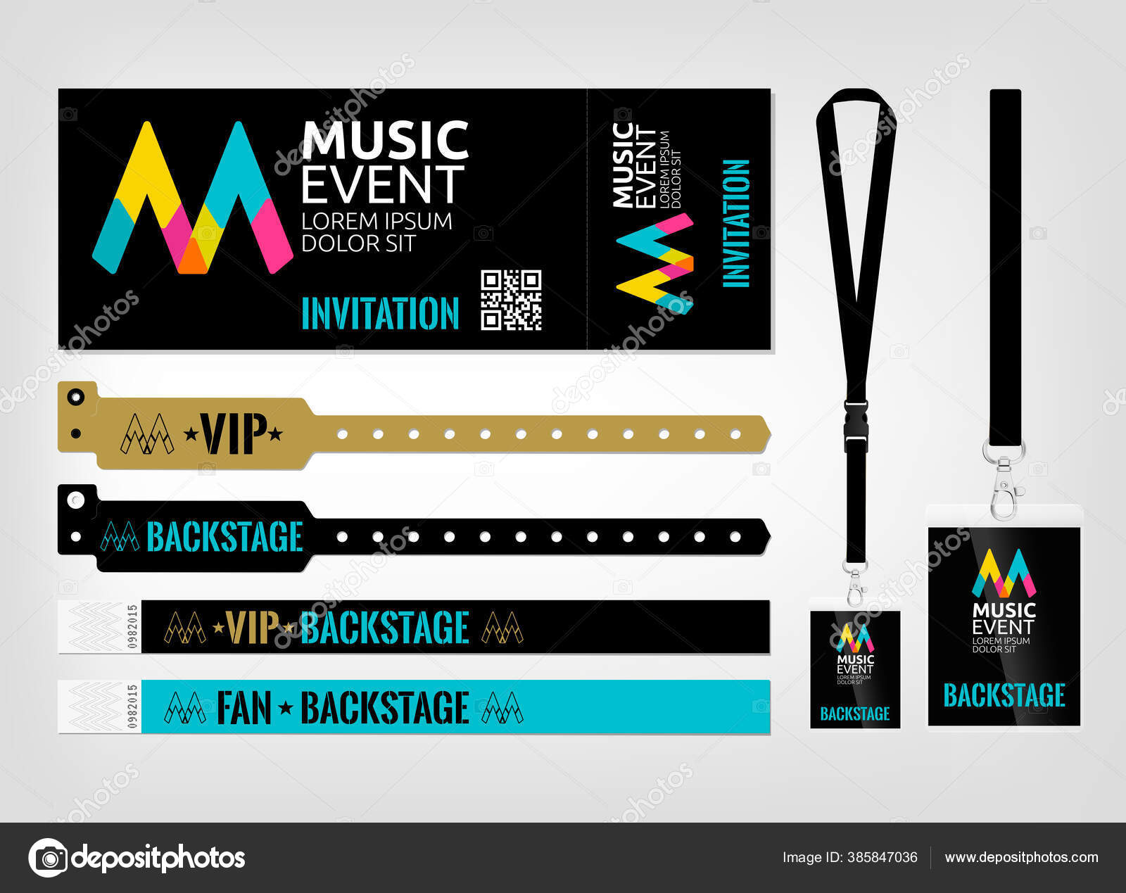 Download Mockup Different Access Control Designs Suitable Events Concerts Parties Festivals Vector Image By C Ografica Vector Stock 385847036