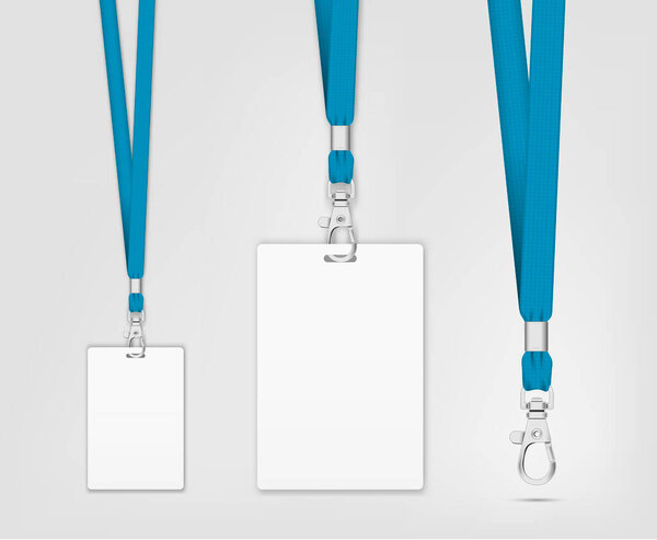 Lanyard design with cord. Cord texture effect. Simple lanyard for events. Label template for your design. Vector illustration