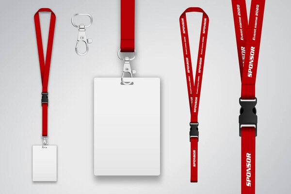 Set of lanyard and badge. Template for presentation of their des